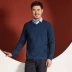 Hongdu 2019 mùa thu đông mới quần áo nam mới kinh doanh áo len dệt kim giản dị Áo len cổ chữ V - Hàng dệt kim