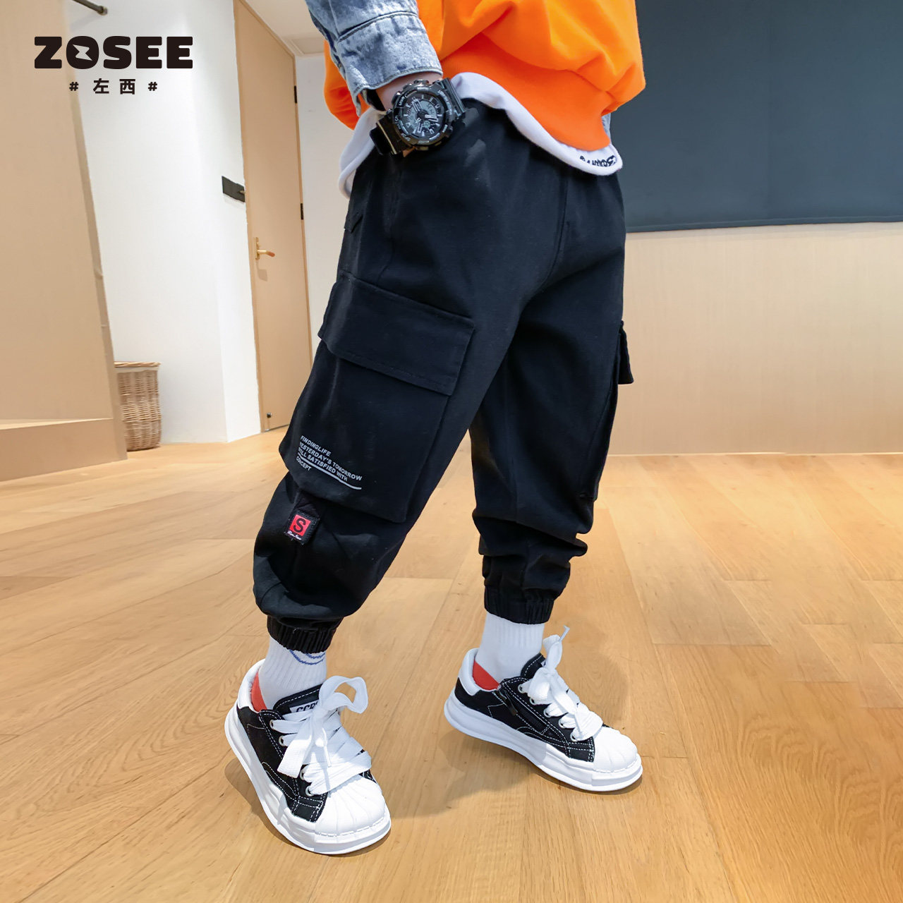 Left West Boys Pants Kids Cargo Pants In Big Boy Spring and Autumn Handsome 2022 New Spring Fashion Tide Kids