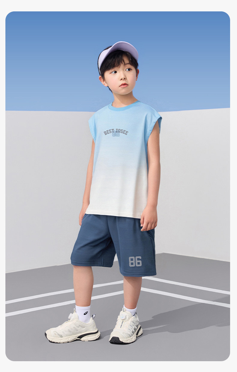 左西童装男童速干套装儿童运动背心短裤两件套网眼夏装2026新款潮 — 41