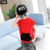 Летняя одежда, детская футболка с коротким рукавом, хлопковая толстовка с капюшоном с капюшоном, подходит для подростков, в корейском стиле