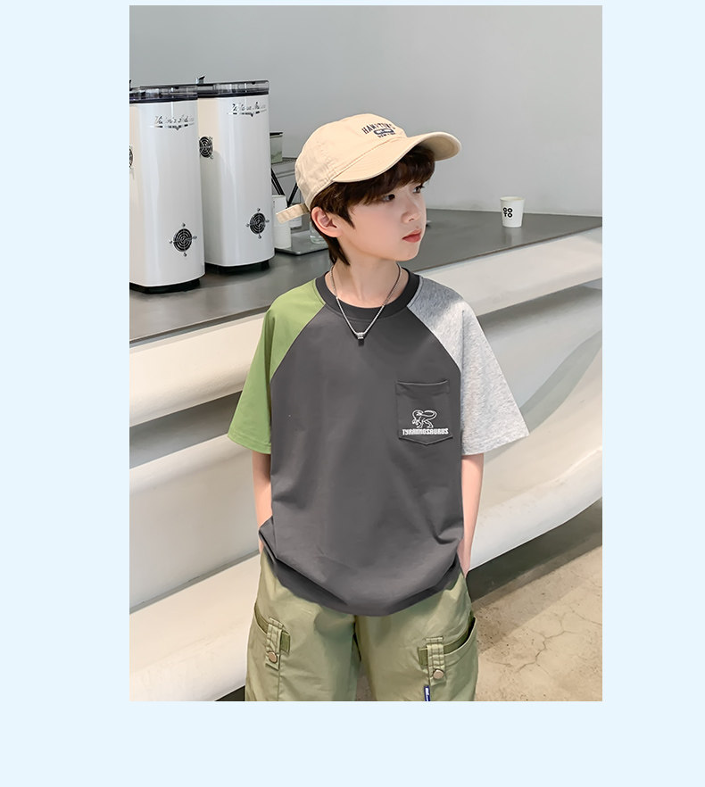 Zuoxi Children's Clothing Boys' Short-Sleeve T-Shirt Kids' Summer Wear 2026 New Summer Pure Cotton Half-Sleeve Boys' Top for Older Children — 32