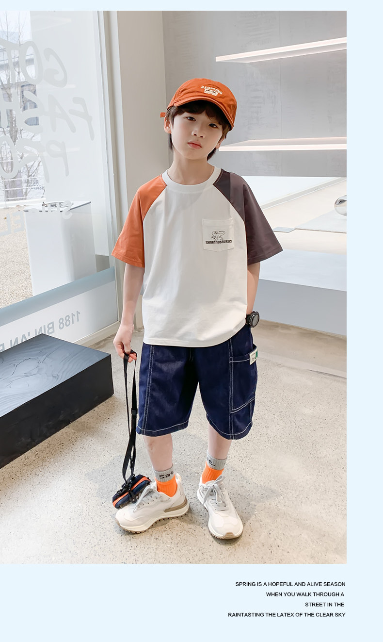 Zuoxi Children's Clothing Boys' Short-Sleeve T-Shirt Kids' Summer Wear 2026 New Summer Pure Cotton Half-Sleeve Boys' Top for Older Children — 27