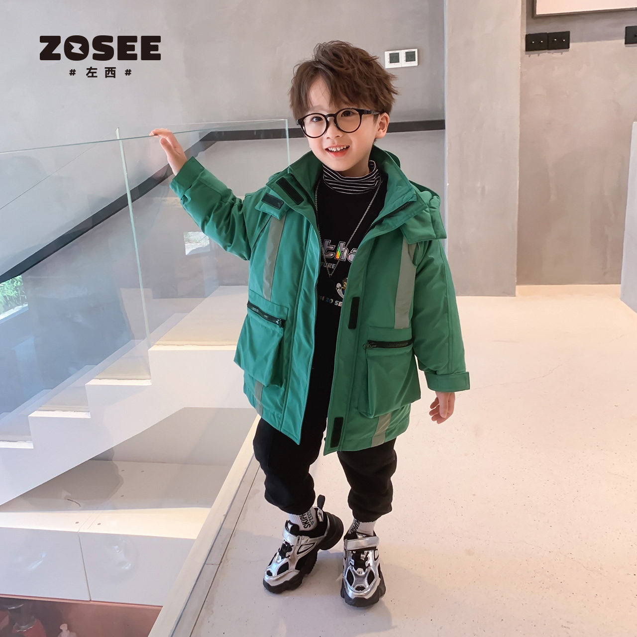 Left West Boy Clothing Boy Duvet Clothes Children Mid-Length Version Submachine Clothing Foreign Pie Jacket CUHK Children's Winter Clothing 2021 New