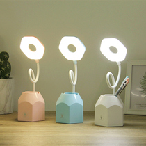 Creative desk lamp Eye protection desk led charging plug-in dual-use student learning dormitory bedroom bedside lamp ins girl