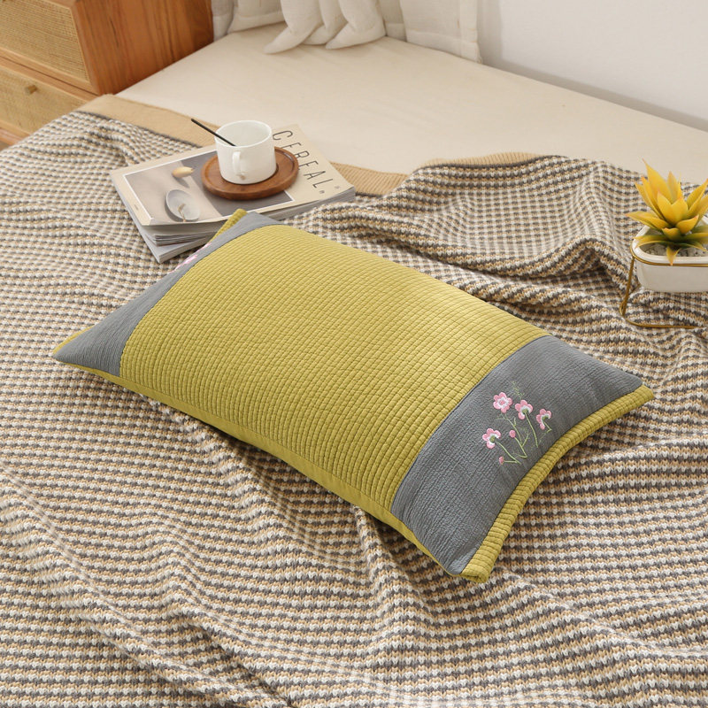 Pure cotton Korean sand wash stitching printing millet shell pillow tartary buckwheat skin health pillow neck protector four seasons universal Korean version