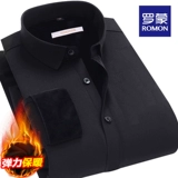 Зимняя эластичная черная рубашка для мальчиков, утепленный пиджак классического кроя