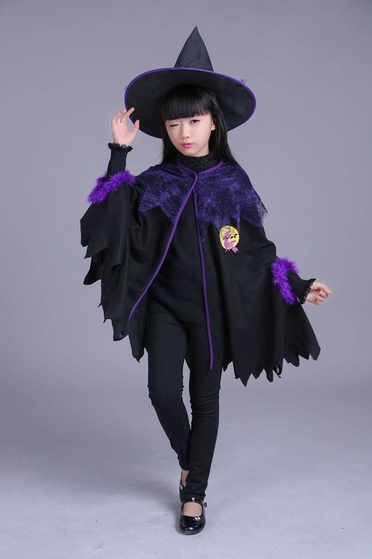 New Halloween Children Quần áo Công chúa Phù thủy Dress Cosplay Party Fancy Dress Ball Bat Trang phục