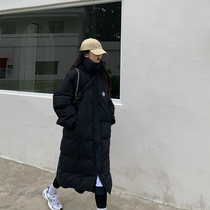 Asakawa Shuichi cotton clothes womens winter thickening 2021 new loose medium and long hooded black cotton coat jacket tide