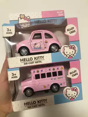 Cartoon alloy back force kitty Car children's toy car can light up music alloy back Force