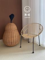 Black girls Korean style Ins handmade rattan pear storage basket baby toy decoration storage basket photography props