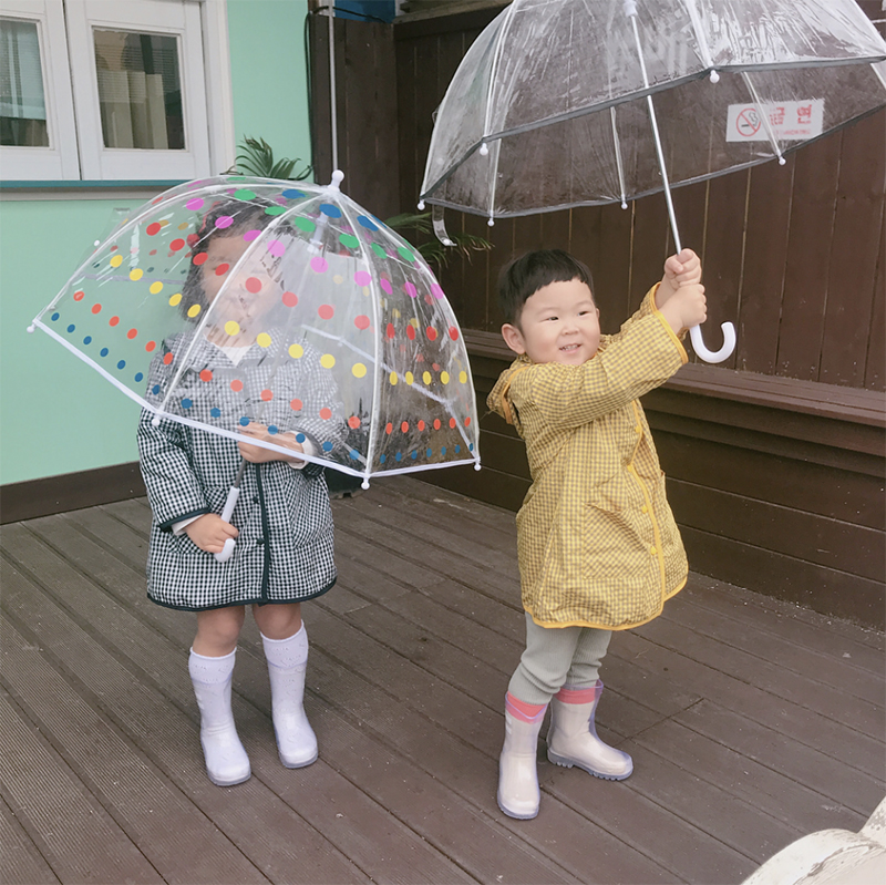 Korea INS Wind Children's Umbrella Rain-proof Practical Umbrella Baby cute street Transparent Umbrella Colored Dot Umbrella-Taobao