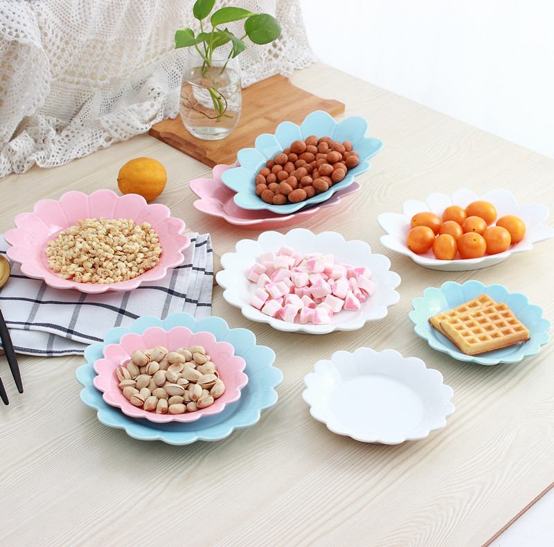 Ceramic Fruit Bowl Candy Bowl Water Fruit Pan Fruit Basin Bread Pan Decorated early dinner plate Cake Flatpan Sunflower