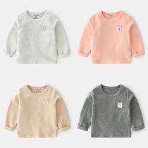 Infant long sleeve T-shirt cotton spring and autumn baby coat base shirt underwear velvet cotton children autumn clothes