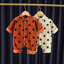 Baby Spring Autumn Dress Outside Wearing Long Sleeve One-piece Clothes Baby Jacket Light Core Suede Khaclothes Newborn Clothes Spring Wee Clothing