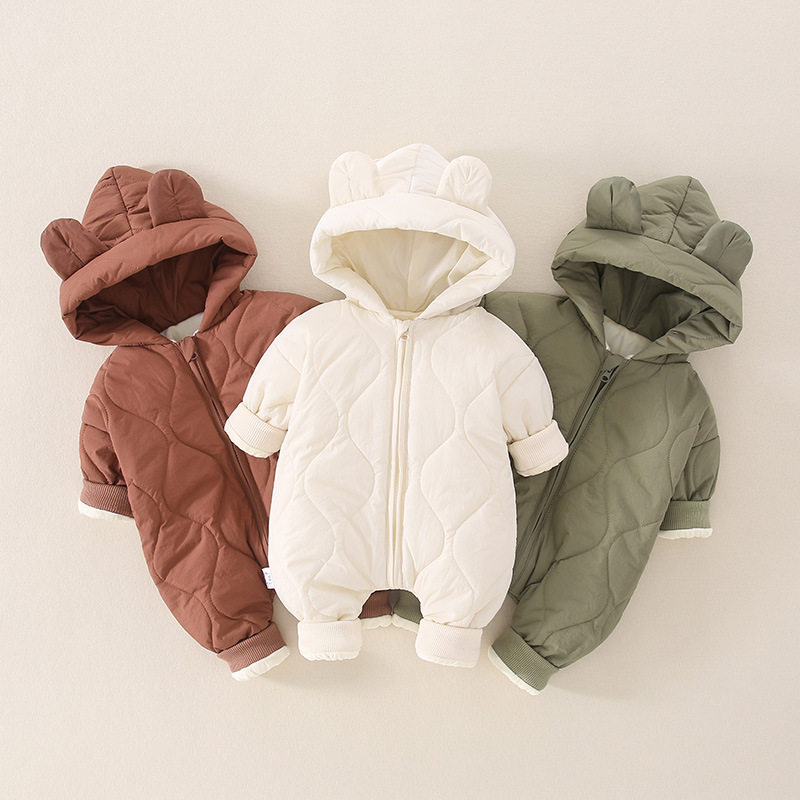 Baby Even body clothes autumn and winter thickened outside huddling newborn cotton clothing Cavelvet baby khays winter clothing Laced Jacket