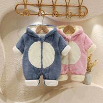 Newborn Conjoined Clothing Winter Cotton Clothing Plus Suede Thickened Baby Cotton Clothing Cute Khab Baby Out For Winter Clothing