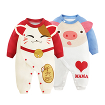 Baby velvet jumpsuit Autumn and winter warm wear male baby thin velvet clothes Female newborn winter haya climbing clothes