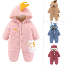 Newborn Baby Boy Clothes Autumn Winter Khaclothes Boy Winter Female Baby Conjoined Clothes Out for oversea qi Climbing Clothes