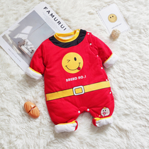 Newborn Baby Autumn Winter Clothes Warm Clip Cotton One-piece Clothes Pure Cotton Male And Female Baby Thin Cotton Clothes Khae Thickened Spring Dress