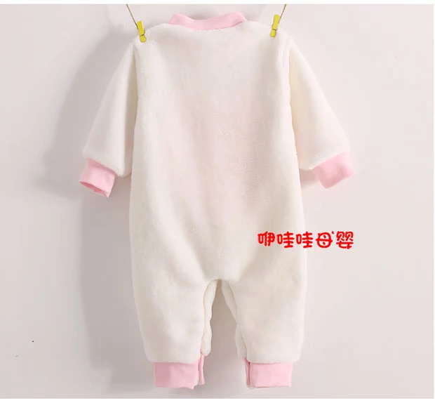 Baby cộng nhung jumpsuit đồ ngủ mùa thu đông bodysuit cho bé sơ sinh