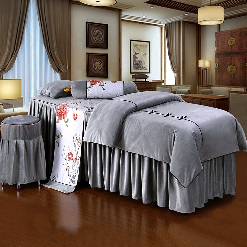 Phong cách châu Âu cao cấp nhung pha lê đẹp giường bao gồm bốn bộ massage thẩm mỹ đơn giản vật lý trị liệu đặc biệt với bộ giường lỗ