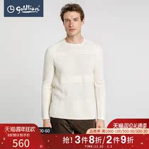 Jinlili mens autumn fashion texture jacquard solid color round neck fashion casual knitwear pullover sweater Hui]