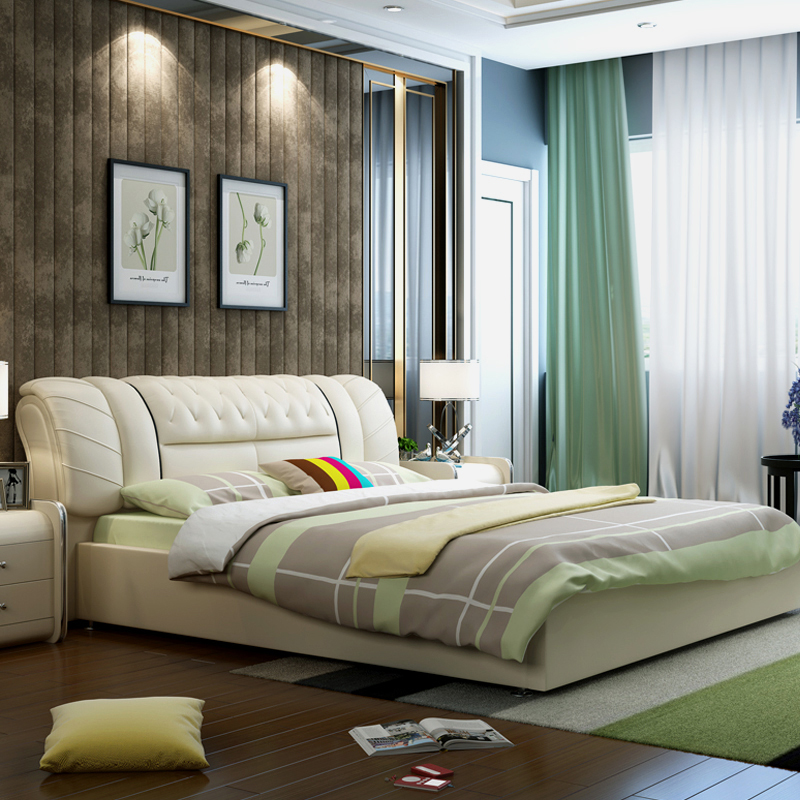 Ausha water bed leather bed tatami bed home master bedroom modern minimalist small 1 8 meters double bed single bed