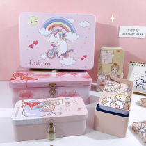 Desktop containing finishing box Mmouth iron box with lock containing box multifunctional large capacity cosmetic small storage box