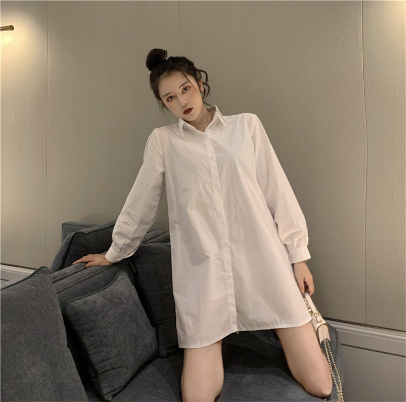 VK旗艦店 韓國風襯衫配馬甲復古長袖洋裝