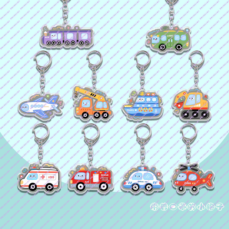 Cartoon Vehicle Keychain Car Airplane Bag Pendant Cute and Adorable Gift Backpack Hanging Ornament Accessory