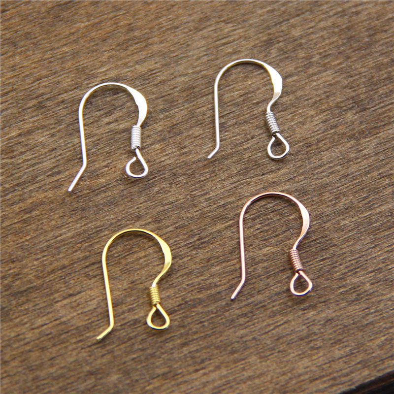 S925 sterling silver DIY handmade earrings material accessories silver ear hook platinum plated gold 18K rose gold