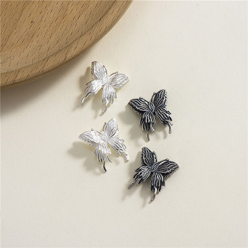 S925 Sterling Silver Butterfly Spacer Beads Crystal Pearl Clavicle Chain Pendant DIY Braided Rope Bracelet Accessories