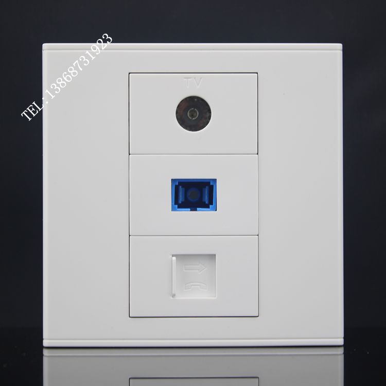 Type 86 Telephone Fiber Optic TV Wall Outlet Panel RJ11 Telephone + SC Fiber Optic In-line + TV Cable TV