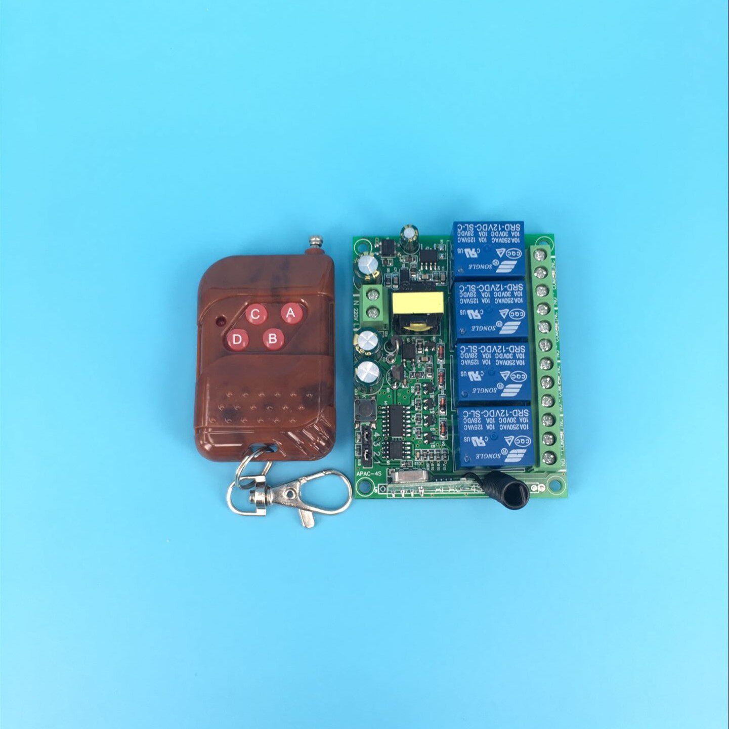 Wireless remote control switch 220V4 relay module learning intelligent receiving controller