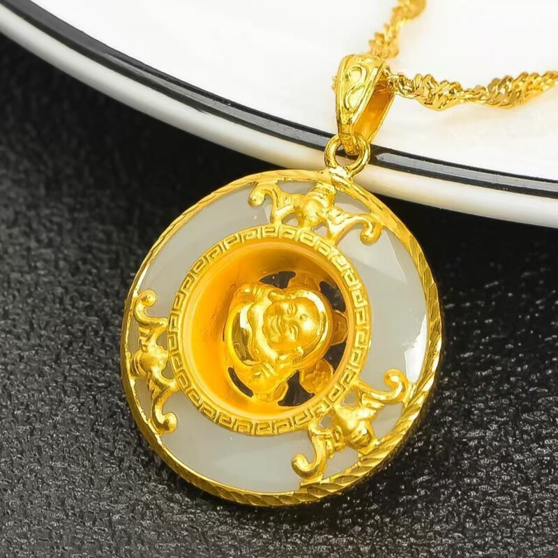 Natural Gold-Plated Buddha Pendant with Safety Buckle, Vintage Clavicle Chain, Gift for Mom on Mother's Day Natural Gold-Plated Buddha Pendant with Safety Buckle, Vintage Clavicle Chain, Gift for Mom on Mother's Day