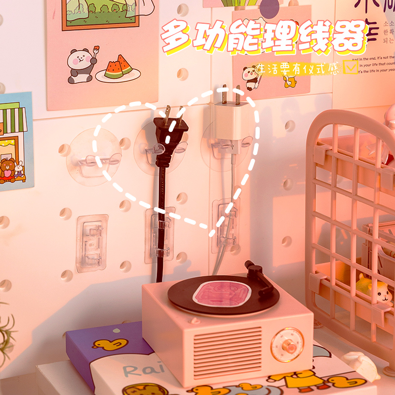 Punch-free cable manager seamless socket head wall sticker hook wire fixed storage buckle network cable routing artifact