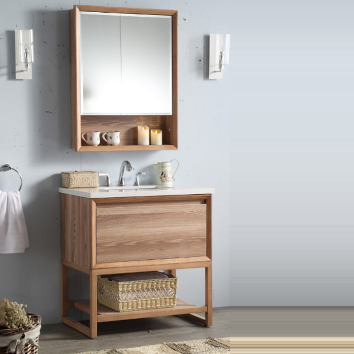 North American Japanese MUJI Jane American Wind Red Oak (part-time log) mirror cabinet (30 days of traffic)