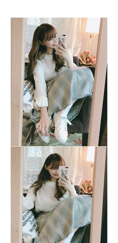 Mùa xuân và mùa thu 2019 mới của phụ nữ phiên bản Hàn Quốc của áo thun cổ tròn đơn giản, áo len màu đơn giản, giản dị - Áo / áo thun