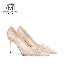 Fashion Wedding Shoes Woman 2021 New Autumn Winter Crystal Bridal Shoes Show and wedding dress Two wearing bridesmaid gowns High heel shoes