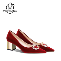 Wedding Shoes Women 2022 New Show and Wedding Dress Two Wear not tired Pregnant Pregnant Woman Coarse Heel Shoes Chinese Bridal Shoes