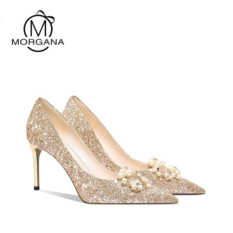 2021 New wedding shoes summer girl's crystal shoe Xiu Master wedding dress is not tired to wear bride shoes daily