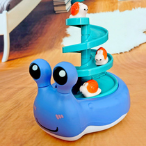 Childrens inertial snail with track sliding trolley comes with storage door seconds to change slide boy childrens educational toys