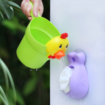 Childrens bath toys soft rubber cartoon duck bucket turn water truck watering kettle water scoop baby playing with water