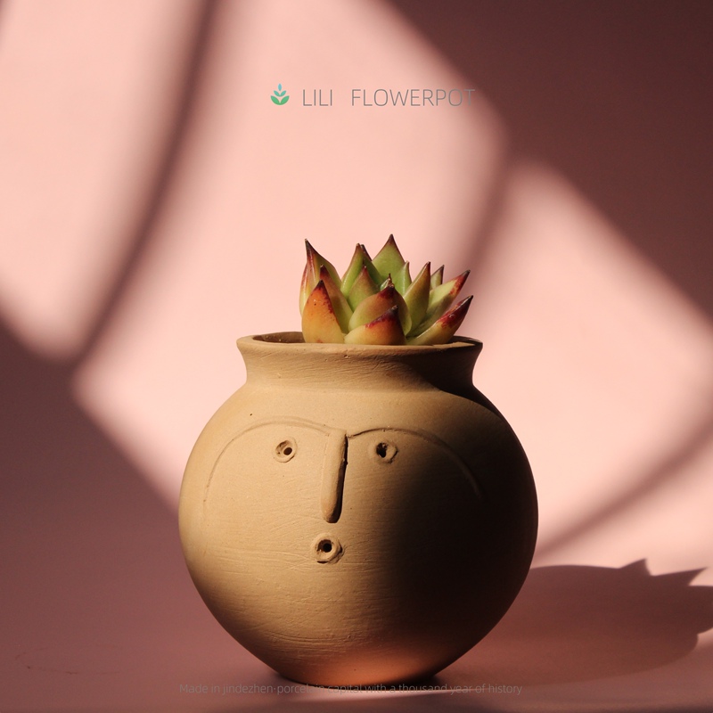 A Striking Human-Faced Ceramic Pot from 4,000 Years Ago That Absorbs Water and Is Breathable, a Cultural and Creative Ceramic Vessel (Without Plants)