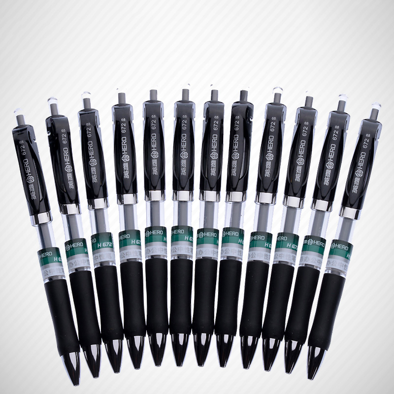 HERO hero 672 gel pen 12 packs large-capacity business office gel pen exam water-based pen 0 5mm