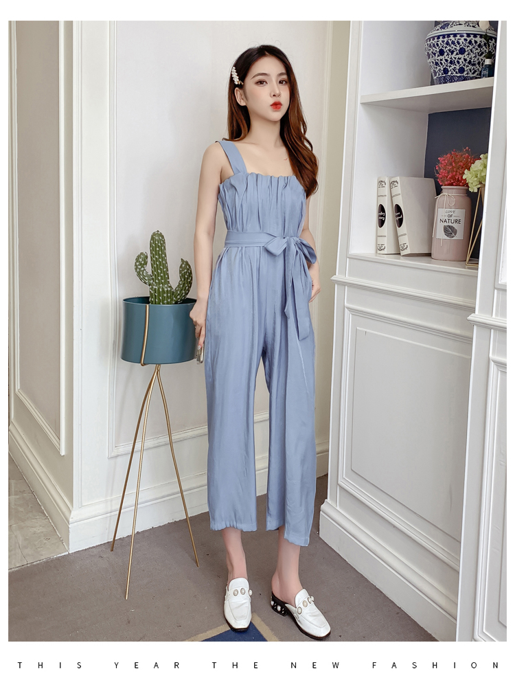 VK旗艦店 韓系雪紡吊帶寬鬆寬口連身褲套裝無袖褲裝