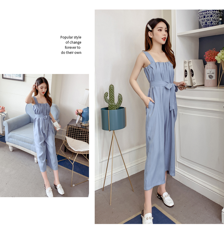 VK旗艦店 韓系雪紡吊帶寬鬆寬口連身褲套裝無袖褲裝