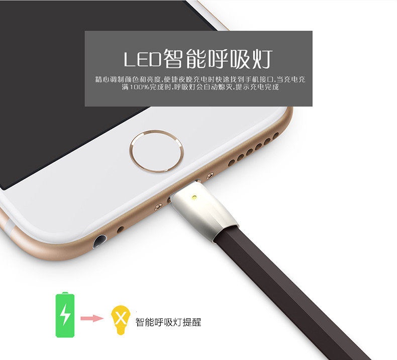 TOTU Zinc Alloy Connector Rhombic LED Audo-disconnect Quick Charge Lightning Cable for Apple iPhone iPad iPod