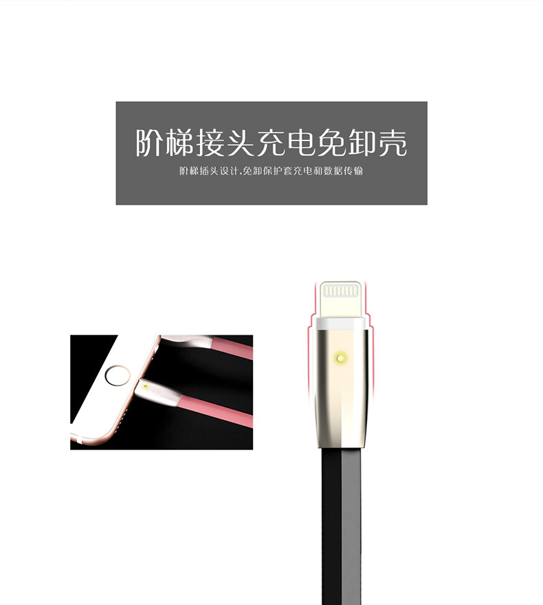 TOTU Zinc Alloy Connector Rhombic LED Audo-disconnect Quick Charge Lightning Cable for Apple iPhone iPad iPod