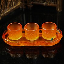 Liuli Guanyin Wealth God Lotus Home Three Water Supply Cup for Taiwan for Cup tribute Buddha Cup for Buddha Holy Set